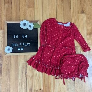 SweetHoney Red Polka Dot Dress and Bloomers Set